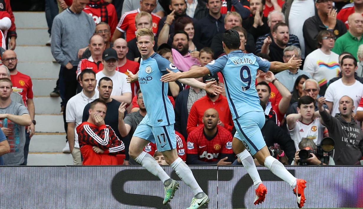 Kevin De Bruyne membawa Manchester City berada pada puncak klasemen sementara Premier League dengan 12 poin dari empat laga. (Reuters/Phil Noble)