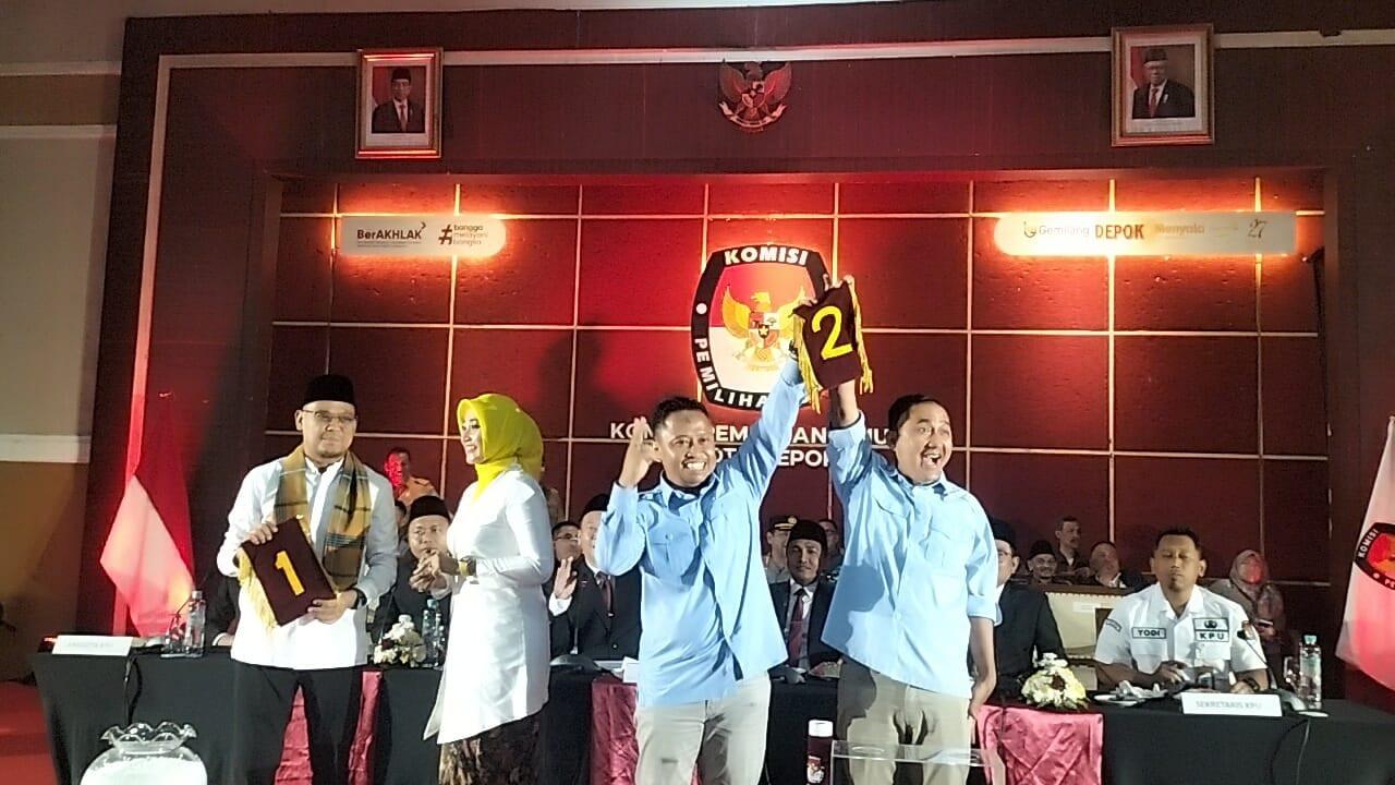 Pasangan calon (Paslon) Supian Suri-Chandra Rahmansyah telah mendapatkan nomor urut dua untuk bertarung pada Pilkada Depok. (Dicky Agung).