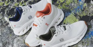 Sepatu kets Cloudtilt 2.0 yang didesain bersama memadukan kemewahan khas Spanyol dengan teknik khas Swiss.