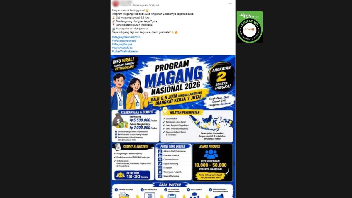 Kumpulan Hoaks Magang Nasional Beredar di Medsos, Simak Daftarnya