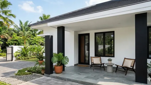 Ide Warna Cat Teras dan Pilar Rumah yang Cocok untuk Rumah Minimalis (Foto: Gemini AI)