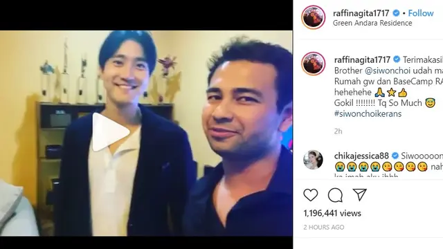 Siwon Suju bertamu ke rumah Raffi Ahmad (https://www.instagram.com/p/B9kmLFoBIcO/)