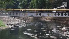Pemandangan Kali Krukut yang dipenuhi sampah di kawasan Karet, Jakarta, Rabu (19/9). Kurangnya perhatian pihak terkait menyebabkan Kali Krukut dipenuhi sampah. (Liputan6.com/Immanuel Antonius)