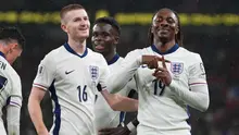 Selebrasi gol&nbsp;Eberechi Eze pada laga Timnas Inggris vs Serbia pada lanjutan Kualifikasi Piala Dunia 2026 zona Eropa -&nbsp;AP Photo/Kirsty Wigglesworth