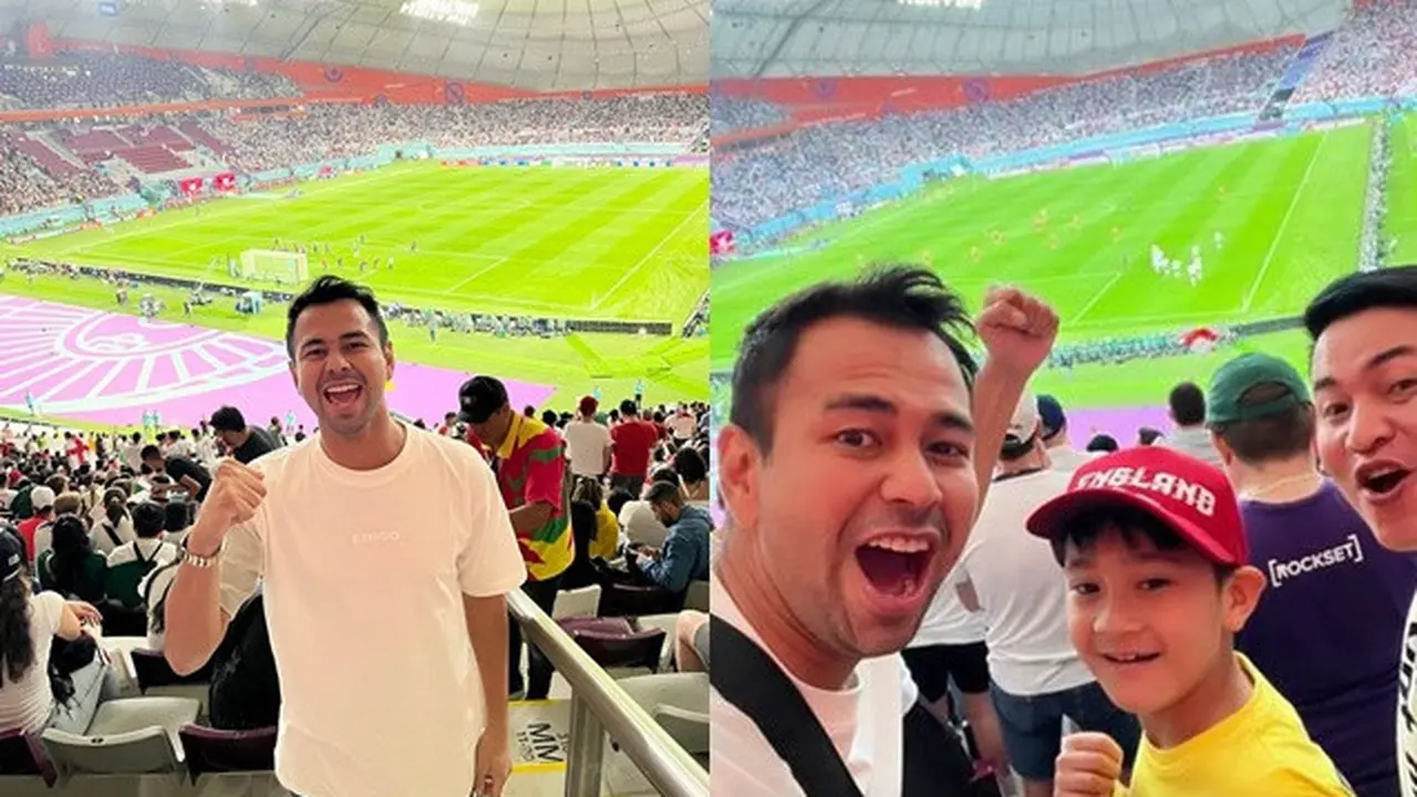 6 Potret Raffi Ahmad Nonton Langsung Piala Dunia, Rafathar Senang Inggris Menang