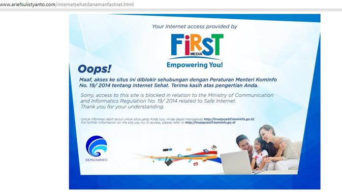 Cek Fakta - Screenshot situs ariefsulistyanto.com yang telah diblokir. (Liputan6.com)