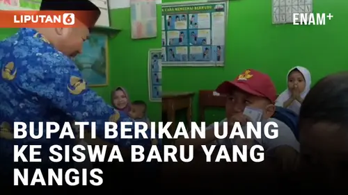 VIDEO: Menangis di Hari Pertama Sekolah, Siwa Baru dapat Uang Jajan dari Bupati Garut