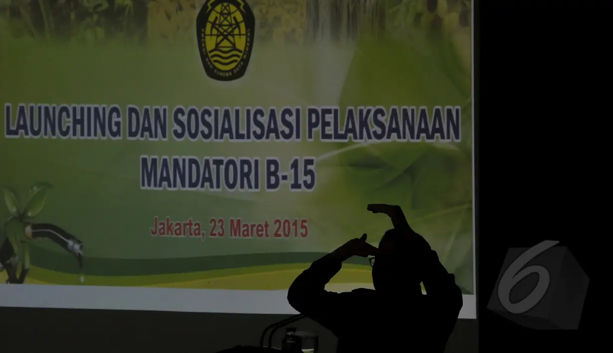 Kementerian Energi dan Sumber Daya Mineral meluncurkan dan menyosialisasikan pelaksanaan Mandatori B-15, Jakarta, Senin (23/3/2015). (Liputan6.com/Johan Tallo)