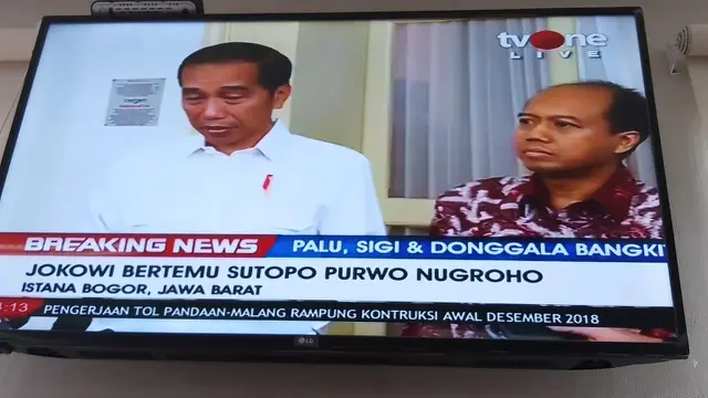 Jokowi bertemu Sutopo (Foto: Screenshoot TV One)