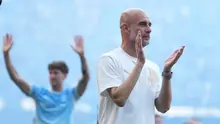 Pep Guardiola resmi berpisah dengan Manchester City setelah sepuluh tahun di Etihad Stadium. (AP Photo/Alastair Grant)