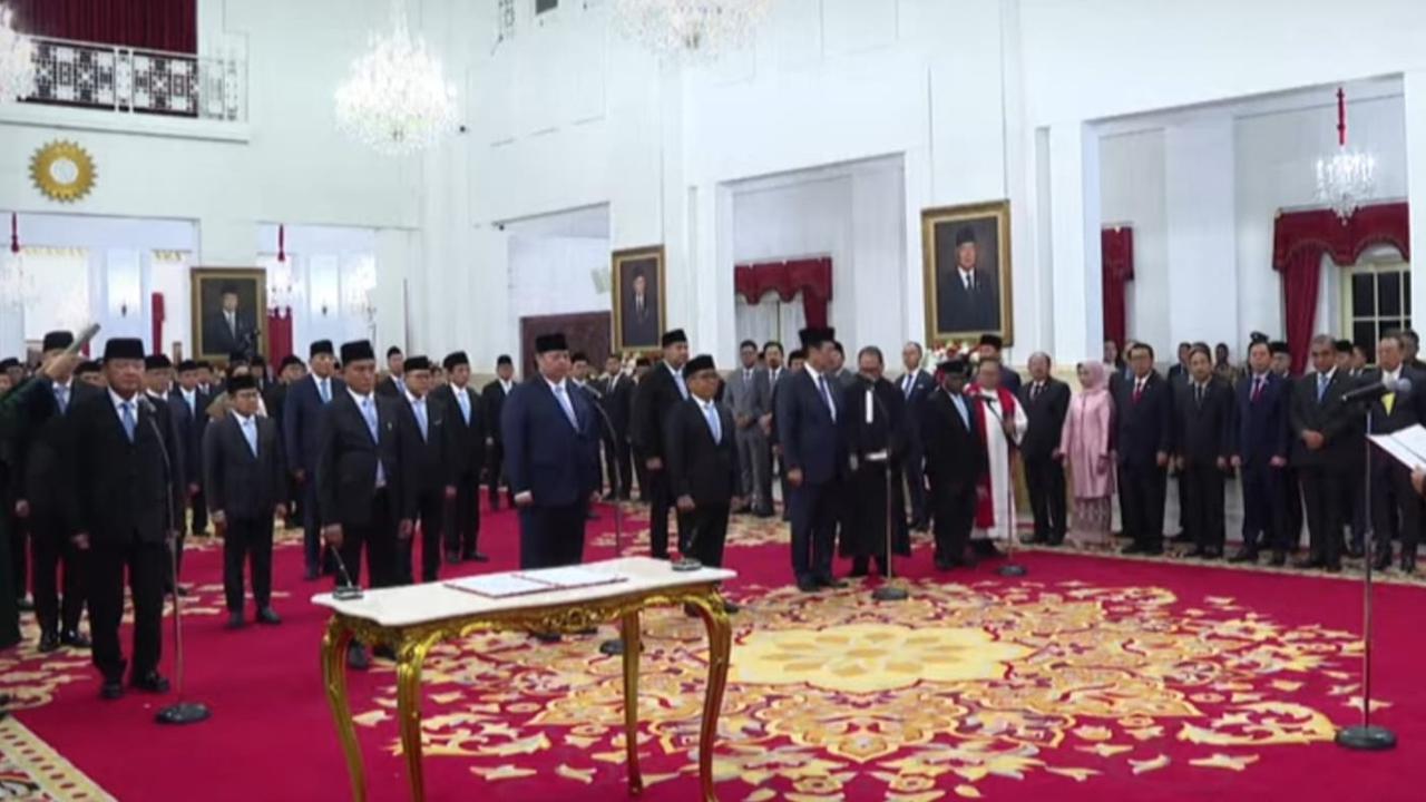 Prabowo Lantik Menteri Kabinet Merah Putih di Istana Negara