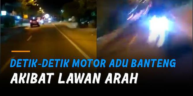 VIDEO: Detik-Detik Motor Adu Banteng Akibat Lawan Arah