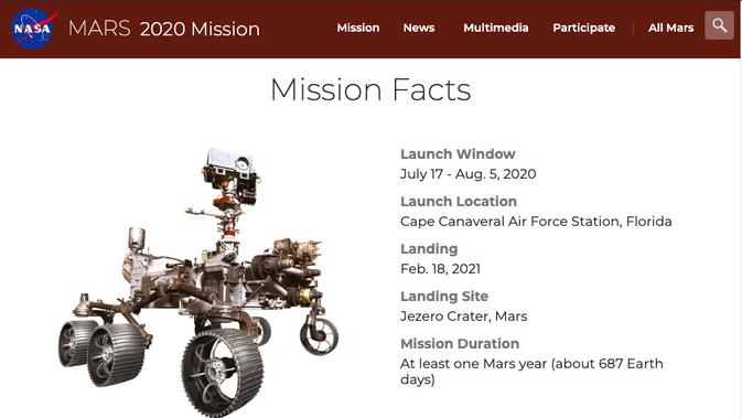 NASA kan menerbangkan rover ke Planet Mars tahun 2020. (sumber: mars.nasa.gov)
