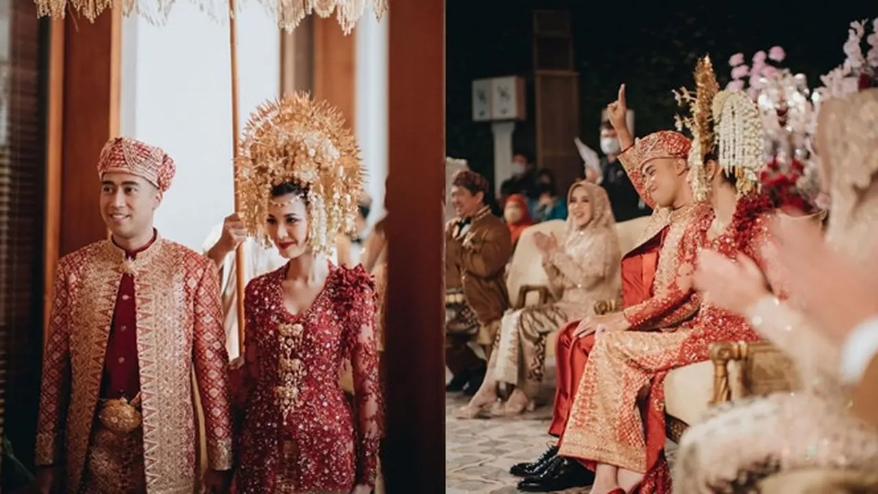 6 Potret Resepsi Vidi Aldiano dan Sheila Dara Pakai Adat Minang, Serba Merah
