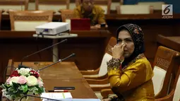 Calon anggota Badan Pemeriksa Keuangan (BPK) Nurhayati Ali Assegaf menjalani uji kelayakan dan kepatutan oleh Komisi XI DPR di Kompleks Parlemen Senayan, Jakarta, Senin (2/9/2019). Komisi XI bakal memilih 5 dari 32 nama yang lolos sebagai calon anggota BPK 2019-2024. (Liputan6.com/JohanTallo)