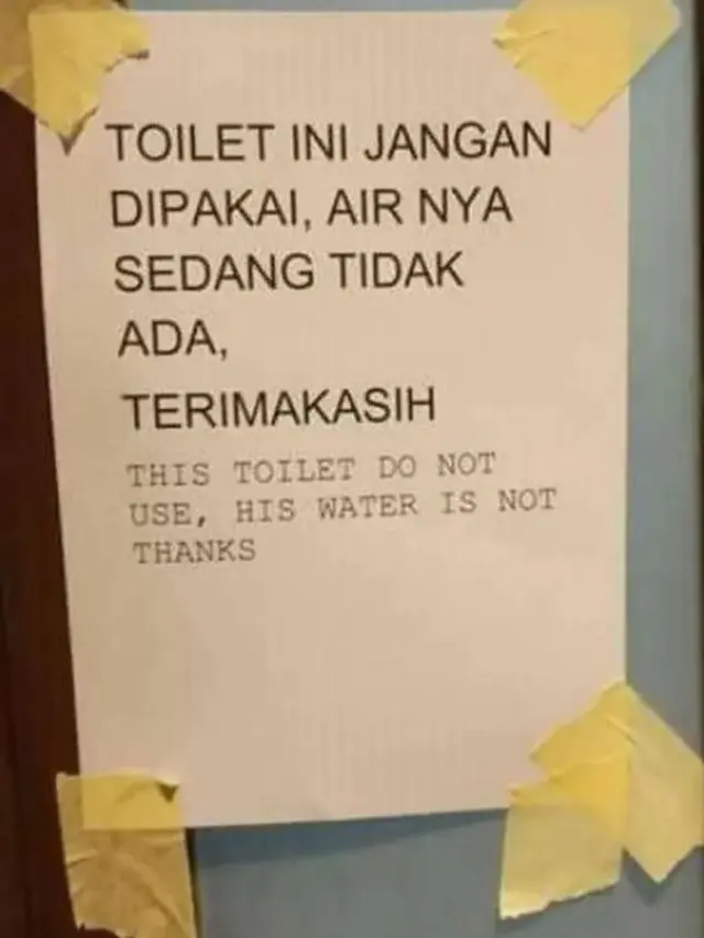 6 Tulisan Pemberitahuan Pakai Bahasa Inggris di Tempat Umum Ini Bikin Senyum