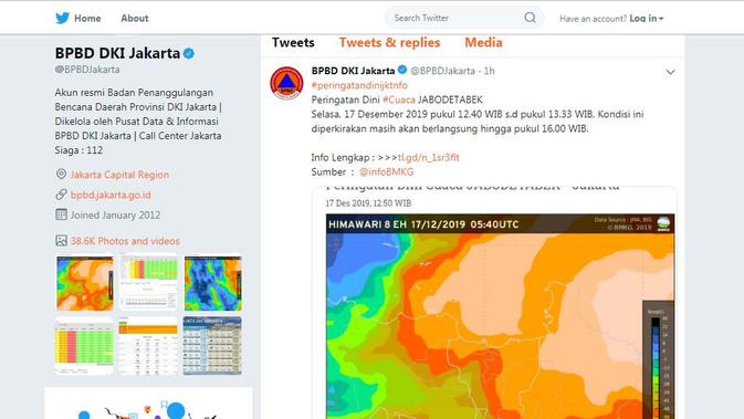 Peringatan Dini Hujan Jabodetabek. (Twitter @BPBDJakarta)