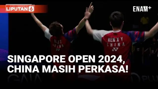 Singapore Open 2024 telah berakhir pada Minggu (2/6/2024). China menunjukkan dominasi kuatnya dengan meraih kemenangan di empat dari lima nomor yang dipertandingkan, yakni ganda putri, tunggal putra, ganda campuran, dan ganda putra.