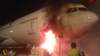 Genset di Terminal 3 terbakar di parkiran Garuda Indonesia (Liputan6.com/Istimewa)
