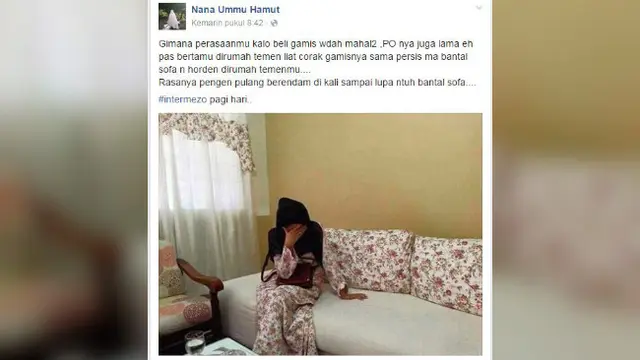 Beberapa orang ini mengenakan pakaian yang ternyata mirip dengan motif benda di sekitarnya seperti gorden maupun sprei.