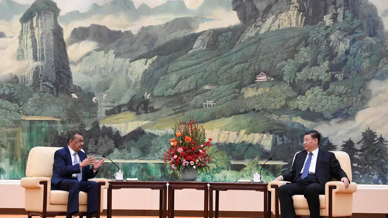 Dr. Tedros Adhanom Ghebreyesus bertemu dengan pemipin China Xi Jinping pada Januari lalu.