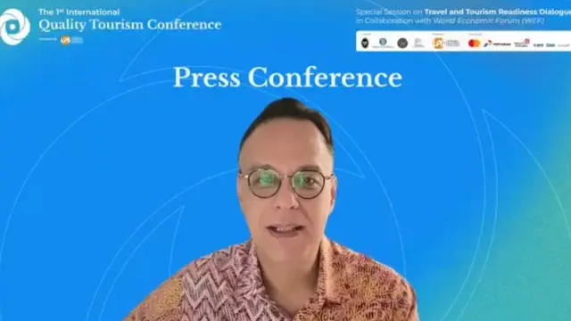 Deputi Bidang Koordinasi Pariwisata dan Ekonomi Kreatif Kementerian Koordinator Bidang Maritim dan Investasi (Kemenkomarves) Odo Manuhutu saar konferensi pers daring pada Rabu, 28 Agustus 2024.