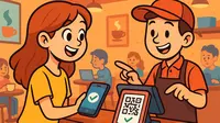 Ilustrasi seseorang sedang melakukan pembayaran dengan dompet digital. (Foto: OpenAI)