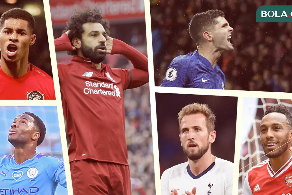 Marcus Rashford, Raheem Sterling, Mohamed Salah, Harry Kane, Christian Pulisic, Aubameyang