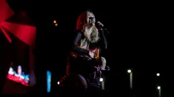 Penyanyi sekaligus penulis lagu asal Kanada, Avril Lavigne tampil dalam festival musik Rock in Rio di Rio de Janeiro, Brasil, 9 September 2022. Avril Lavigne memulai acara penutupan dengan kegagalan suara yang besar. (AP Photo/Bruna Prado)