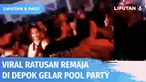 Petugas Kepolisian menggerebek sebuah rumah mewah di Depok usai mendapat laporan warga. Saat digerebek, di dalam rumah tersebut digelar pesta kolam atau pool party dengan temuan banyak alat kontrasepsi.