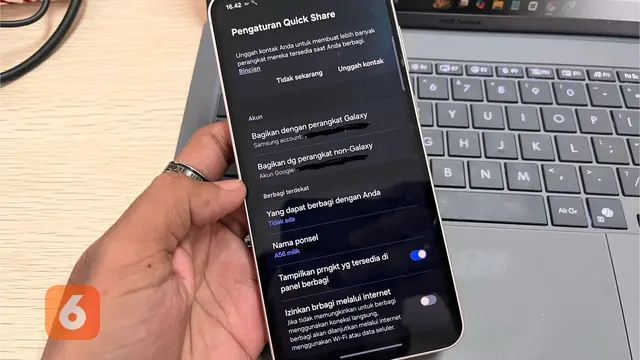 Fitur One UI 7 Quick Share - Samsung A56 5G. Liputan 6/Reanthonio Oktovier Sinanu.