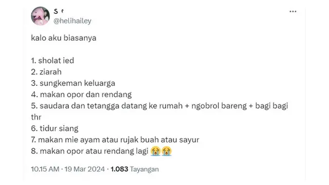 6 Rundown Lebaran 2024 ala Netizen Ini Relate Banget, Makan Opor Tak Terlewatkan