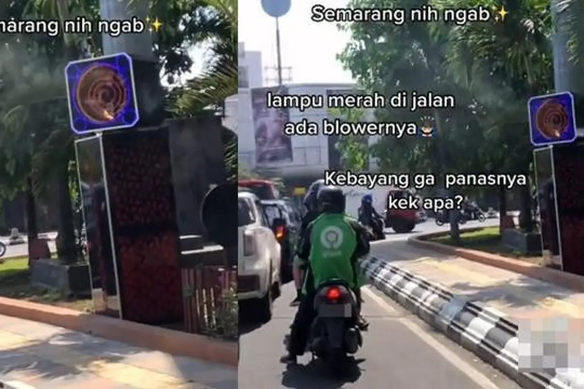 Potret Jalan Menuju Lampu Merah di Semarang Dipasangi Blower (Merdeka.com/tiktok @geeemiiiniiii)