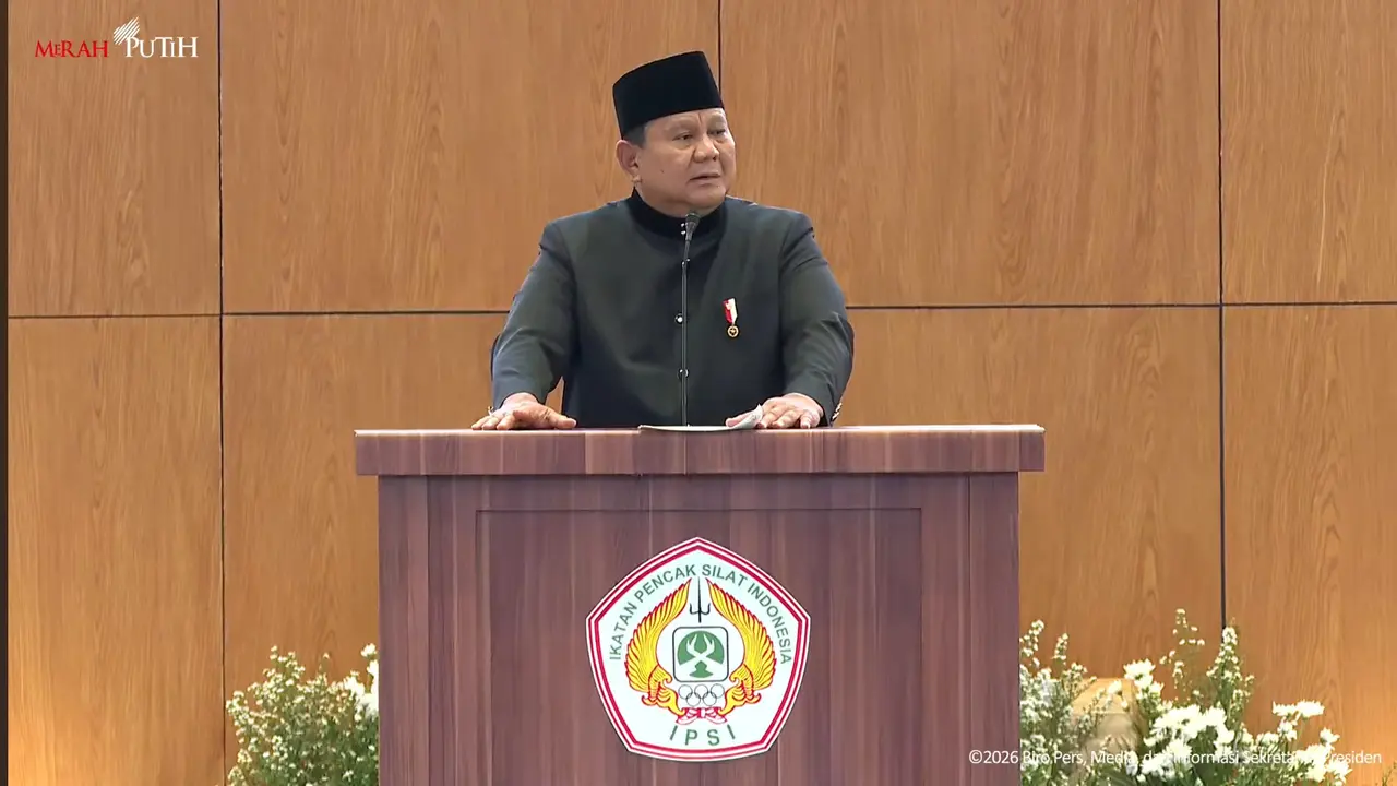 Presiden Prabowo Subianto saat meresmikan pembukaan Munas XVI PB IPSI di Jakarta, Sabtu (11/4/2026) (Liputan6.com/Lizsa Egeham)