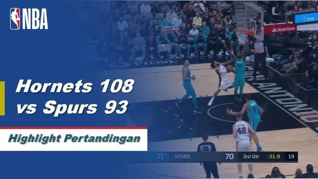 Cuplikan Hasil Pertandingan NBA : Hornets 108 vs Spurs 93