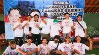 Aksi Cukur Rambut Pola PS dan 2 Warnai Deklarasi Paguyuban Pangkas Rambut ASGAR Dukung Prabowo-Gibran