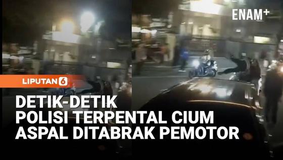 Detik Detik Polisi Terpental Cium Aspal Kena Tabrak Pemotor Hindari Razia
