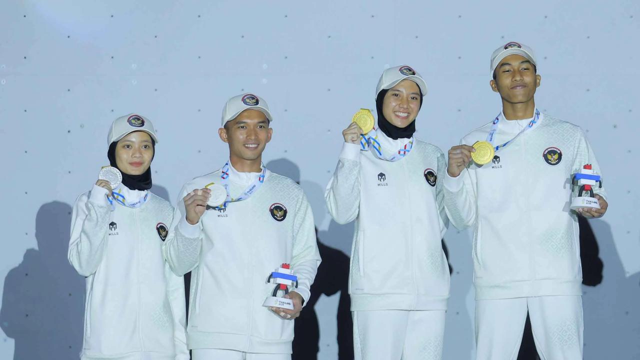 FOTO: Indonesia Borong Emas Speed Panjat Tebing di SEA Games 2025