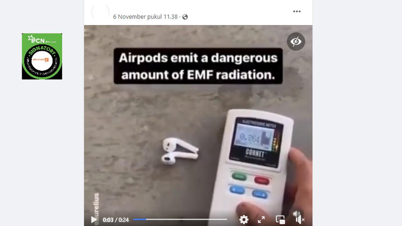 Tangkapan layar klaim radiasi Airpods berbahaya bagi otak