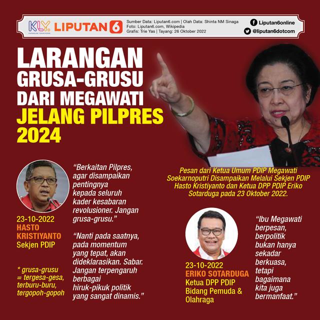 Infografis Larangan Grusa-Grusu dari Megawati Jelang Pilpres 2024