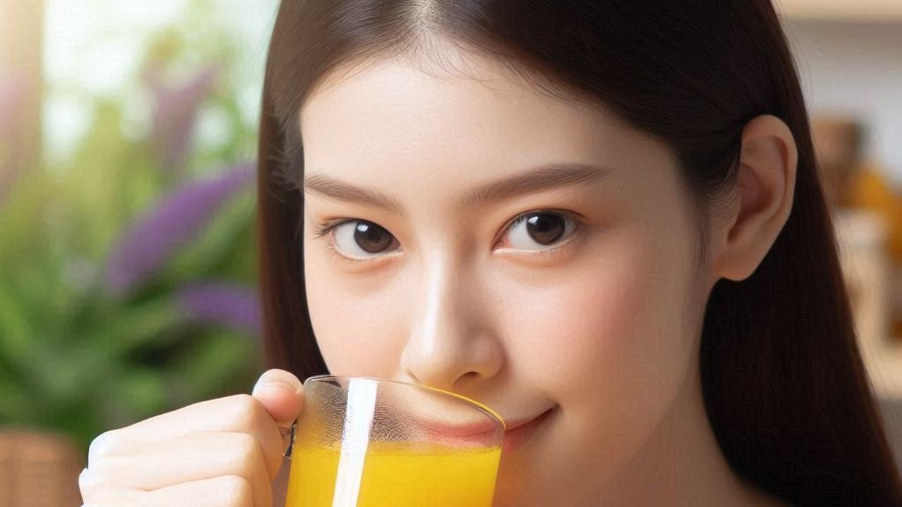Ilustrasi Minum Jamu Kunyit Asem