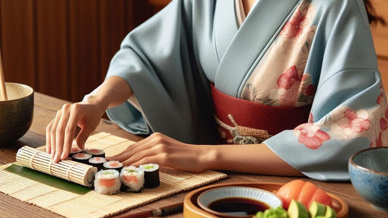 Ilustrasi Membuat Kimbab dan Sushi
