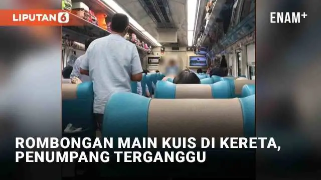 Sebuah video merekam kehebohan rombongan dalam gerbong kereta. Disebut rombongan bermain kuis hingga penumpang lain terganggu. Seorang pengunggah dengan akun TikTok @lodya_pitasari merasa risih lantaran rombongan dinilai berisik.