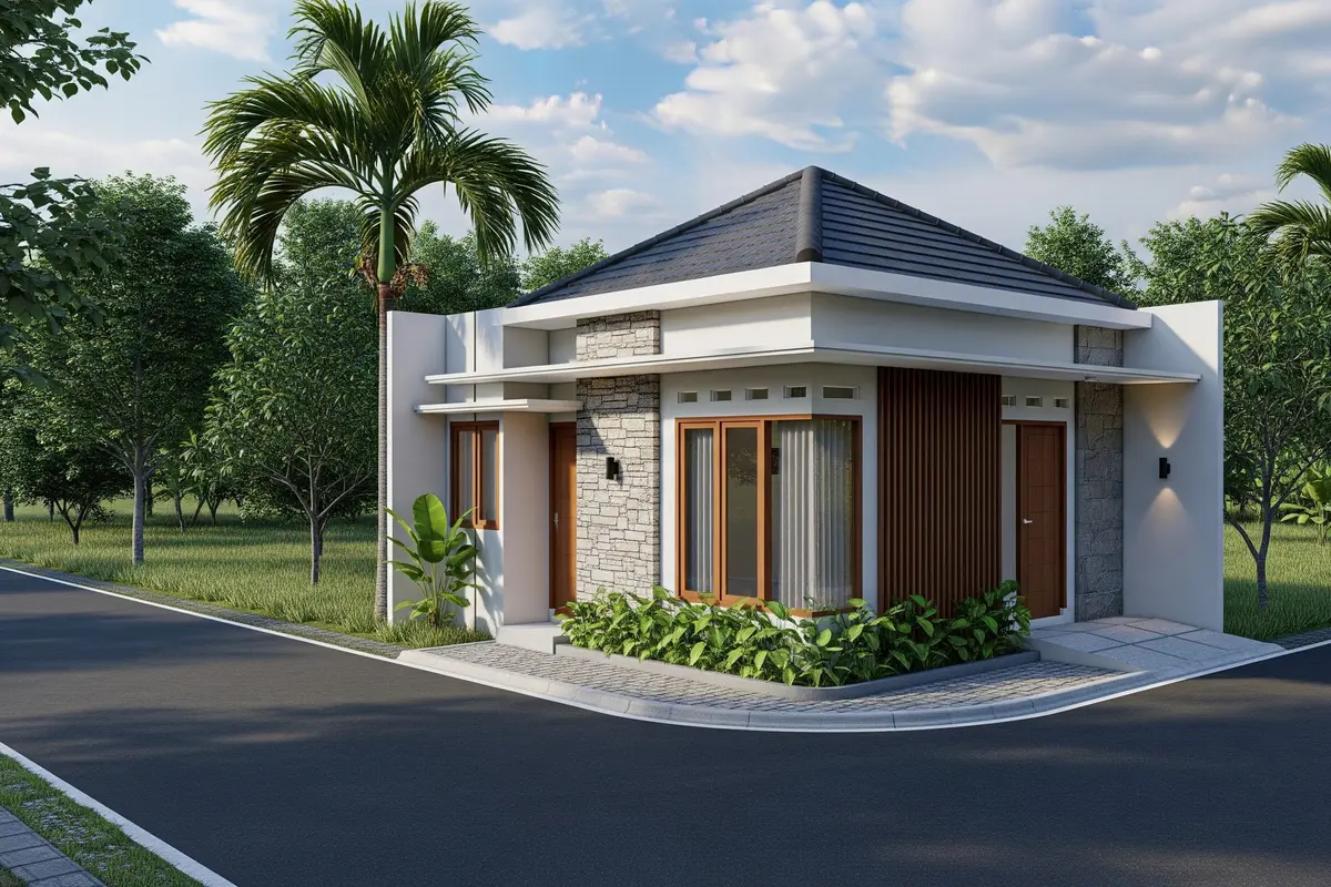 Model Rumah Desa Lahan Hook dengan Teras Sudut