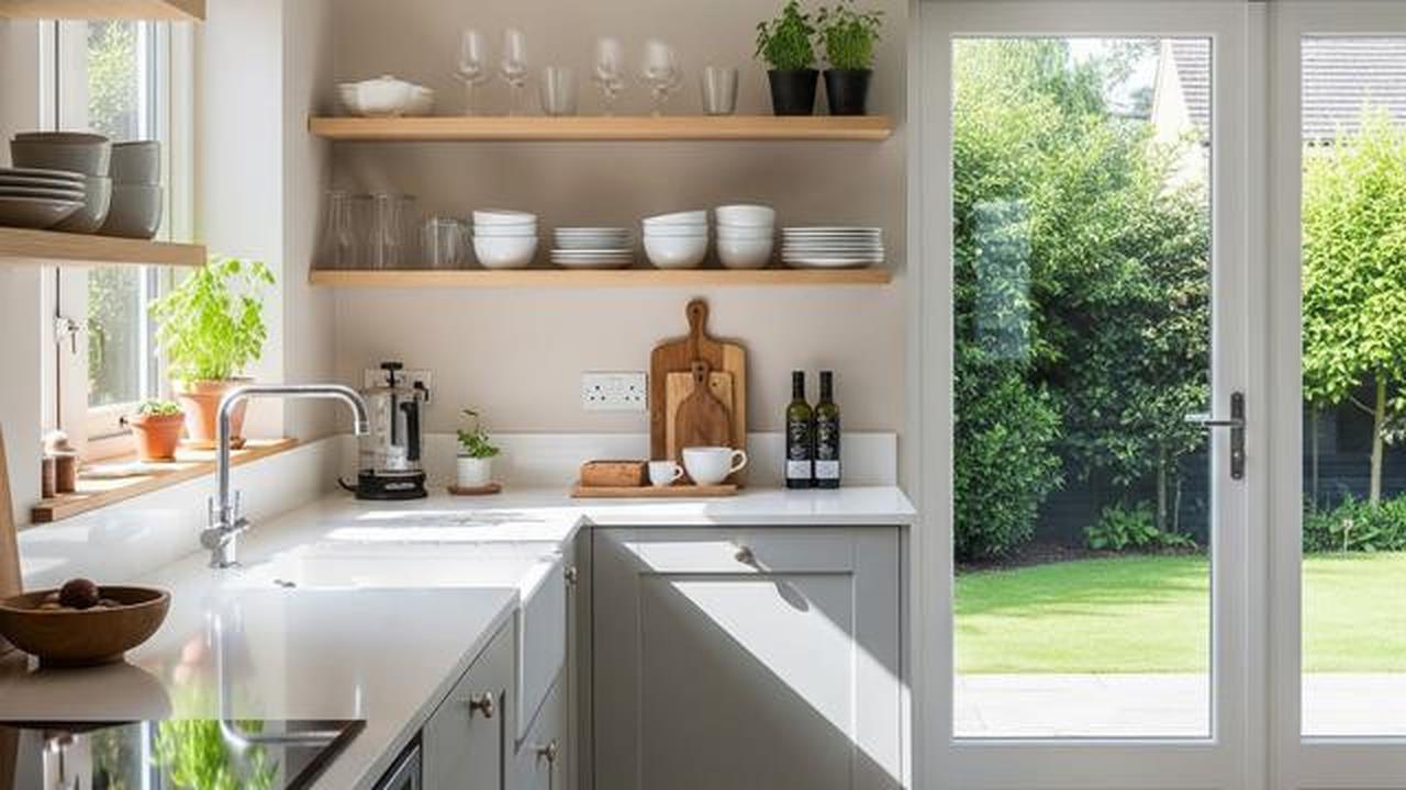 7 Dapur Kecil dengan Rak Terbuka dan Warna Netral, Elegan dan Minimalis