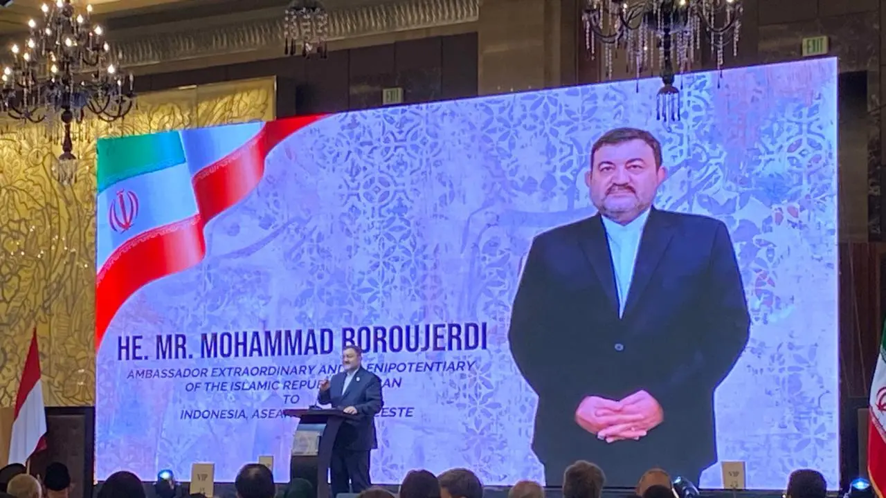Duta Besar Republik Islam Iran untuk Indonesia Mohammad Boroujerdi dalam acara peringatan Hari Revolusi Islam Iran ke-47 yang digelar di Jakarta, Selasa (10/2/2026). (Dok. Liputan6.com/Teddy Tri Setio Berty)