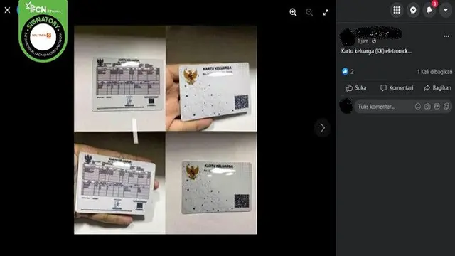 Gambar Tangkapan Layar Foto yang Diklaim Kartu Keluarga Elektronik Mirip e-KTP (sumber: Facebook).