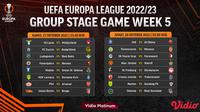 Dapatkan Link Live Streaming Liga Europa 2022/23 Pekan Kelima di Vidio, 27-28Oktober 2022