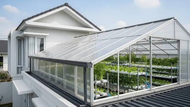 rumah minimalis 2 lantai dengan rooftop garden hidroponik anti bocor