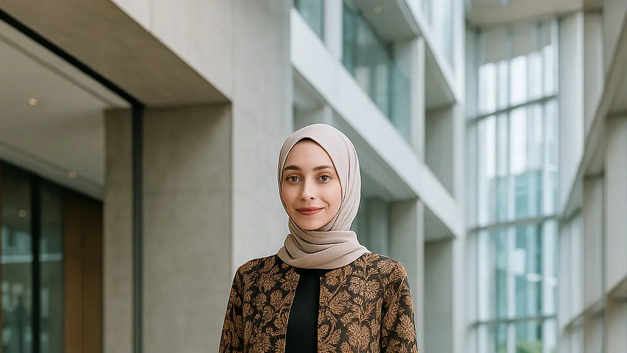 Model Gamis Batik Belah Tengah untuk ke Kantor Berjilbab 2025